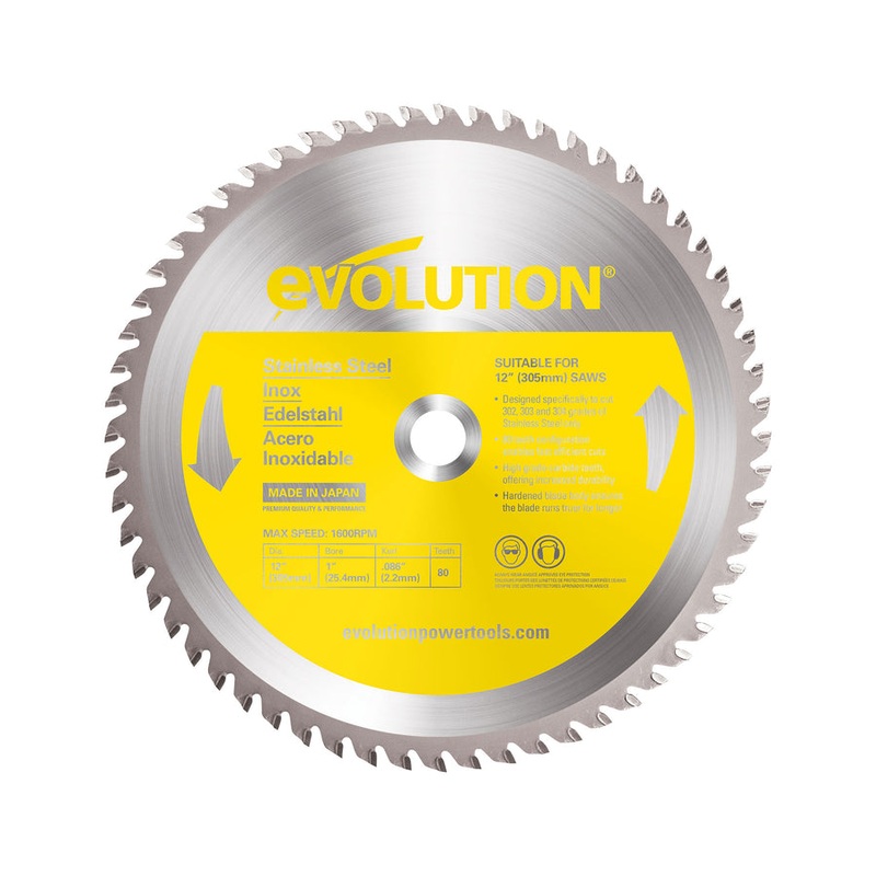 EVOLUTION 12 80T, 1 Arbor, Tungsten Carbide Tipped Stainless Steel Cutting Blade
