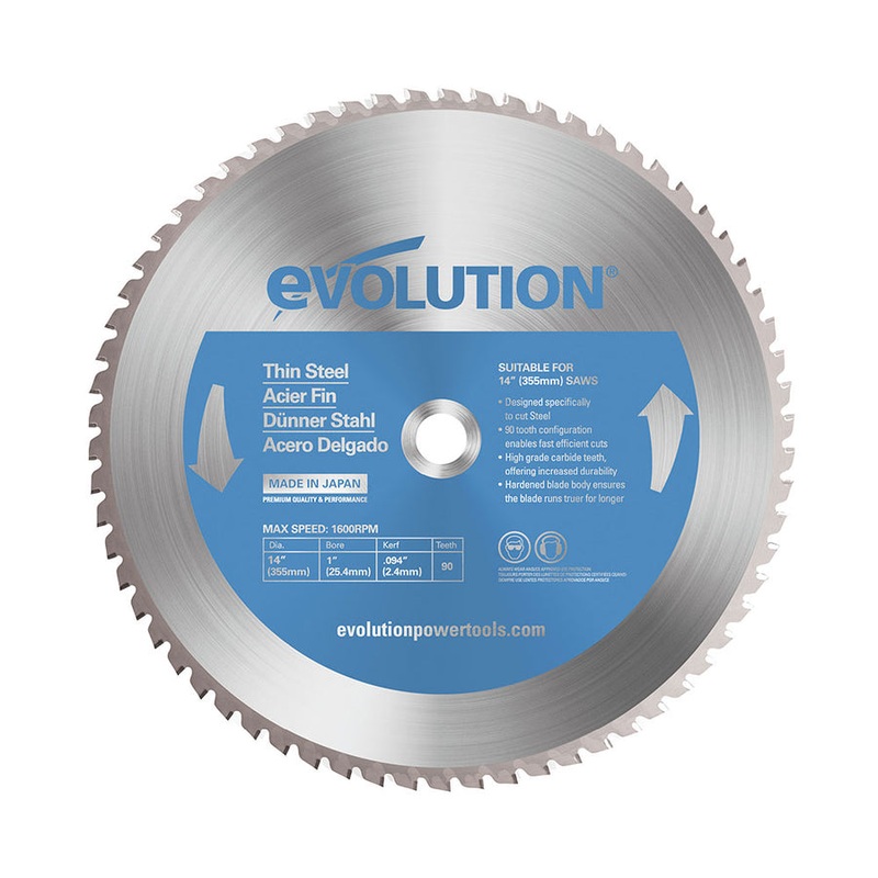 EVOLUTION 14 90T, 1 Arbor, Tungsten Carbide Tipped Thin Steel & Ferrous Metal Cutting Blade