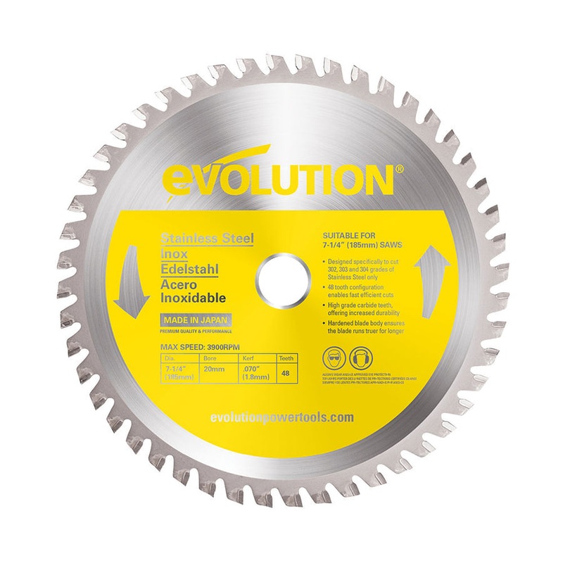 EVOLUTION 7-1/4 48T, 25/32 Arbor, Tungsten Carbide Tipped Stainless Steel Cutting Blade