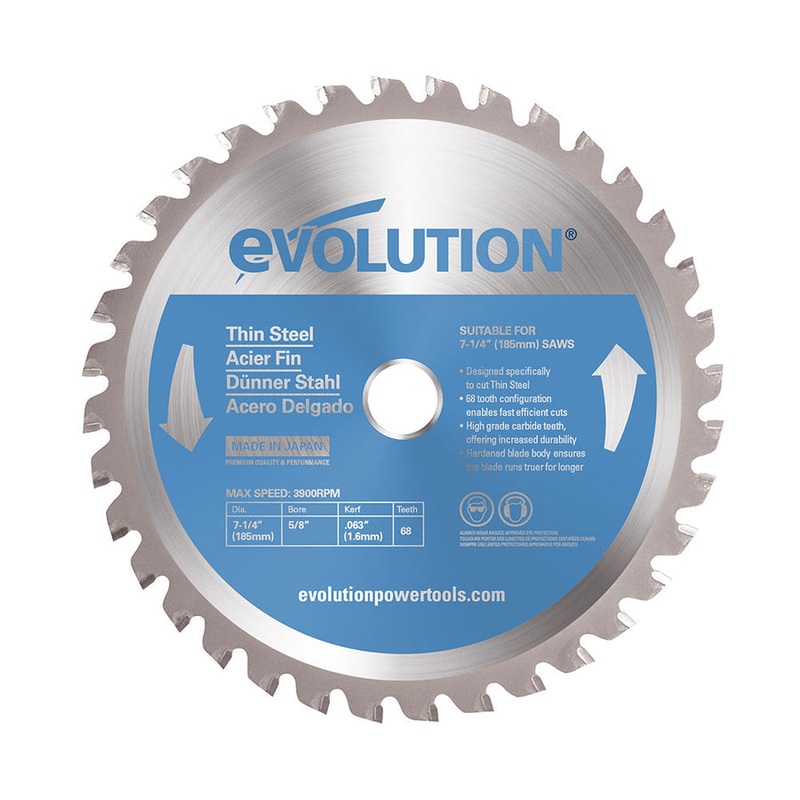 EVOLUTION 7-1/4 68T, 25/32 Arbor, Tungsten Carbide Tipped Thin Steel & Ferrous Metal Cutting Blade