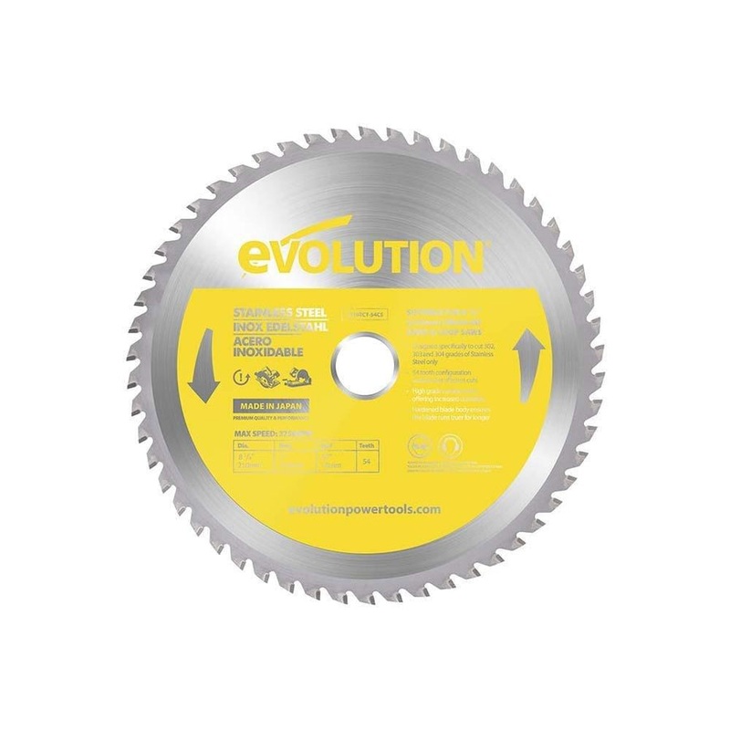 EVOLUTION 8-1/4 54T, 1 Bore, Tungsten Carbide Tipped Stainless Steel & Ferrous Metal Blade (Fits Circular Saws)