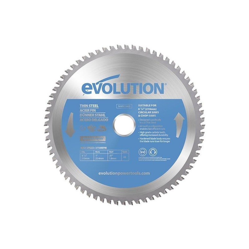 EVOLUTION 8-1/4 68T, 1 Bore, Tungsten Carbide Tipped Thin Steel & Ferrous Metal Blade (Fits Circular Saws)