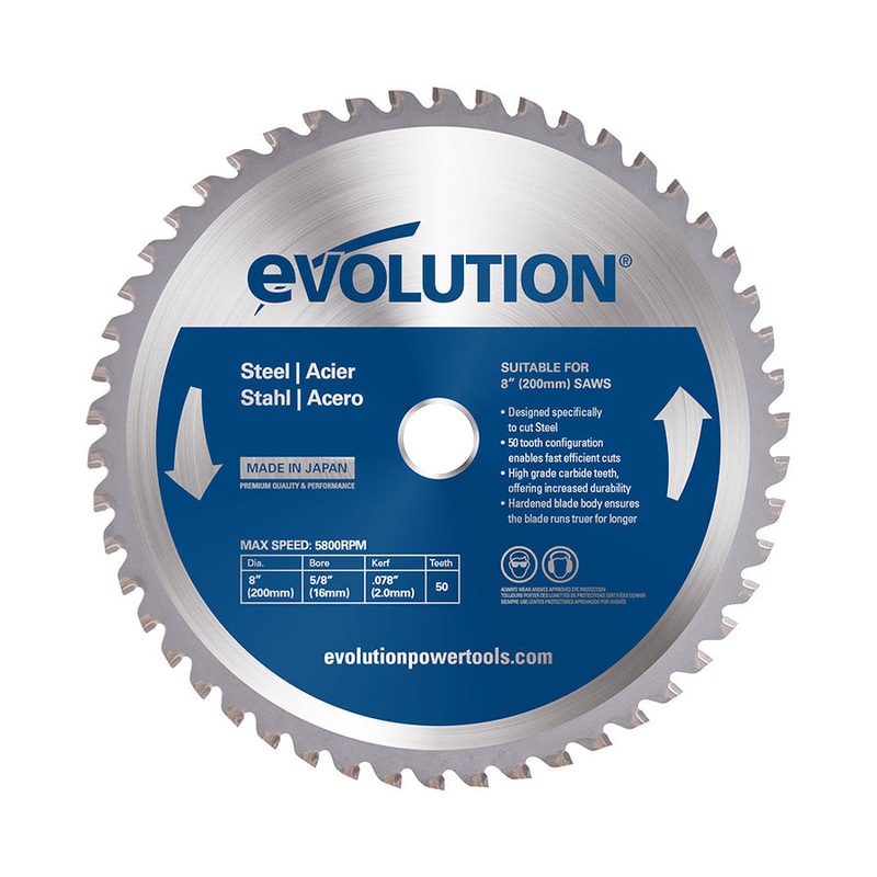 EVOLUTION 8 50T, 5/8 Bore, Tungsten Carbide Tipped Mild Steel Cutting Blade