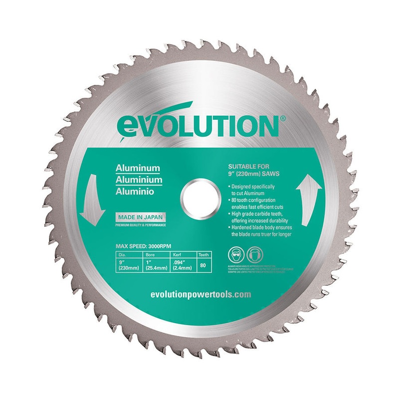 EVOLUTION 9 80T, 1 Arbor, Tungsten Carbide Tipped Aluminum & Non-Ferrous Metal Cutting Blade
