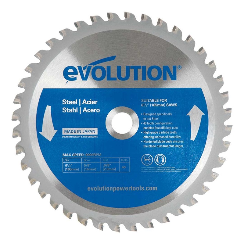 EVOLUTION 6-1/2 40T, 5/8 Arbor, Tungsten Carbide Tipped Mild Steel & Ferrous Metal Cutting Blade