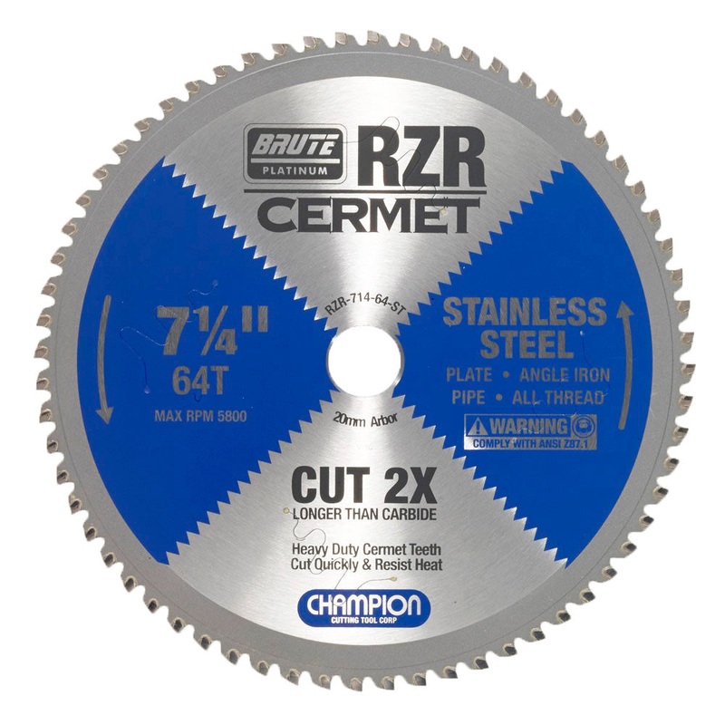 CHAMPION 7-1/4 64T Brute RZR Cermet Circular Saw Blade
