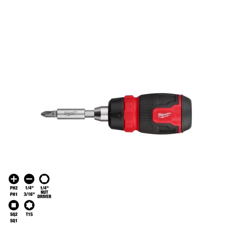 MILWAUKEE 8-IN-1 Ratcheting Compact Multi-Bit Screwdriver