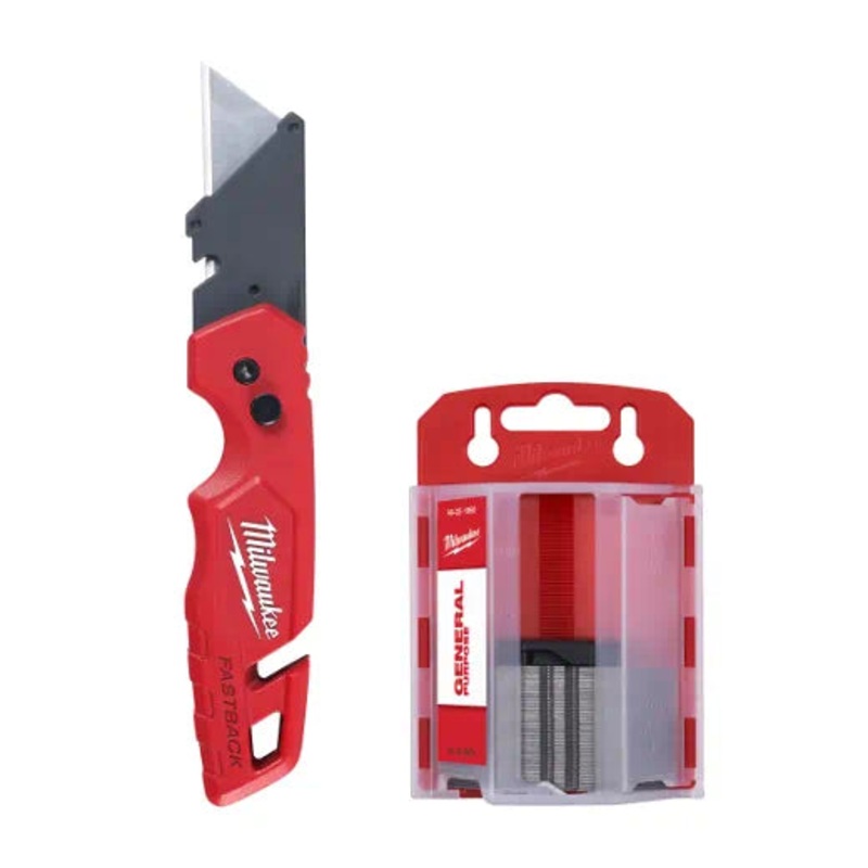 MILWAUKEE FASTBACK Folding Utility Knife w/ Blade Storage & 50 Blades