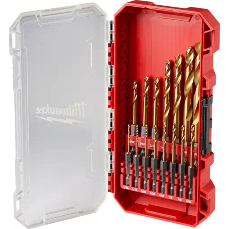 MILWAUKEE 15 PC. SHOCKWAVE IMPACT DUTY RED HELIX Titanium Drill Bit Set