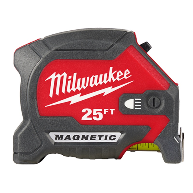 MILWAUKEE 25′ Compact Wide Blade Magnetic Tape Measure w/ Rechargeable 100L Light