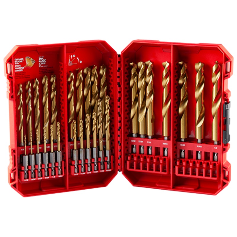 MILWAUKEE 29 PC. SHOCKWAVE IMPACT DUTY RED HELIX Titanium Drill Bit Set