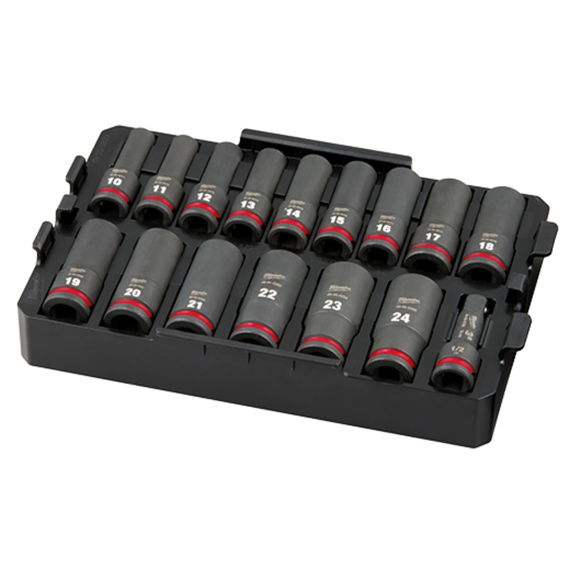 MILWAUKEE SHOCKWAVE Impact Duty Socket 1/2 Dr 16PC MM TRAY Set