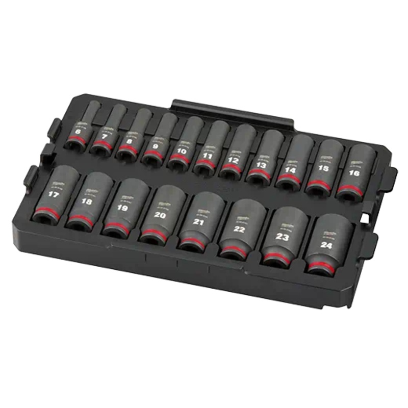 MILWAUKEE SHOCKWAVE Impact Duty Socket 3/8 Dr 19PC MM TRAY Set