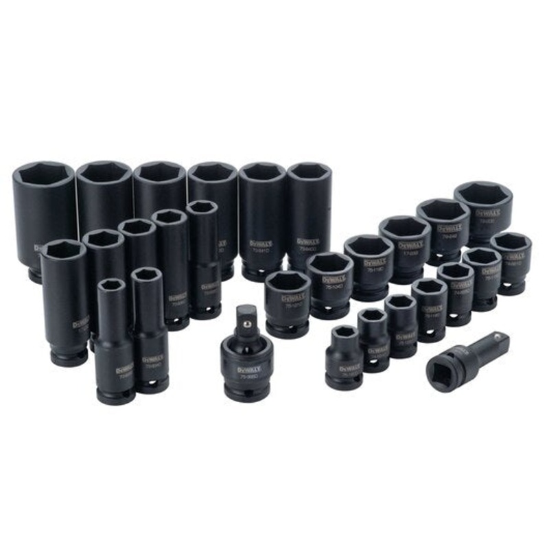 DEWALT 28 PC. 1/2 Drive Standard & Deep Impact Socket Set – 6 Point