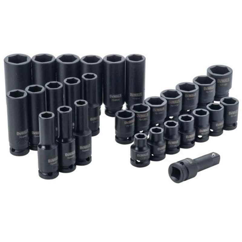 DEWALT 30 PC. 1/2 Drive Combination Impact Socket Set – 6 Point