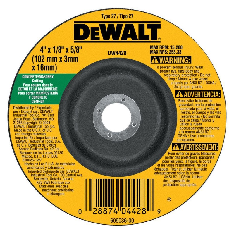 DEWALT 4 x 1/8 x 5/8 Masonry Cutting