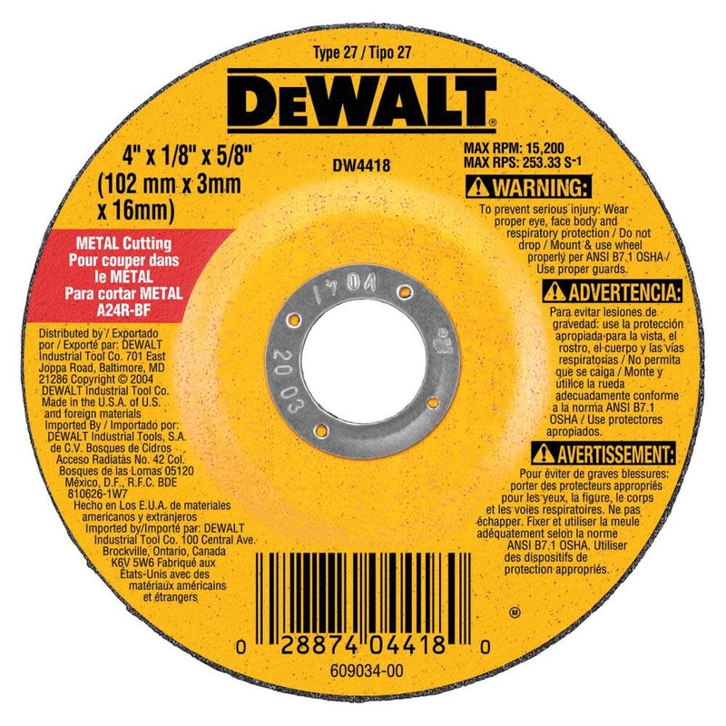 DEWALT 4 x 1/8 x 5/8 Metal Wheel