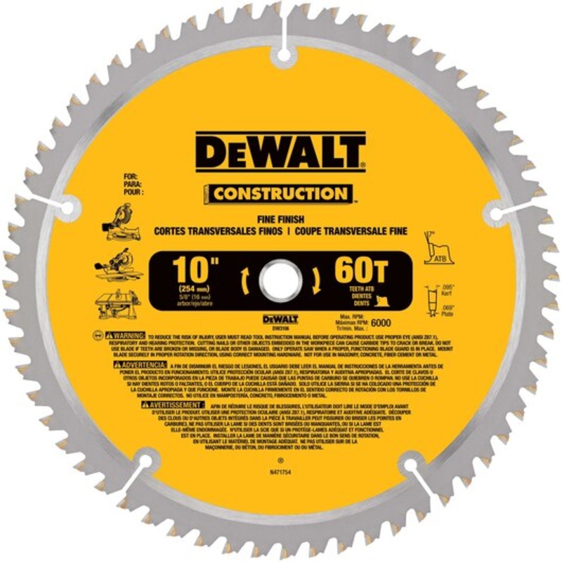 DEWALT 10 Construction Miter/Table Saw Blade