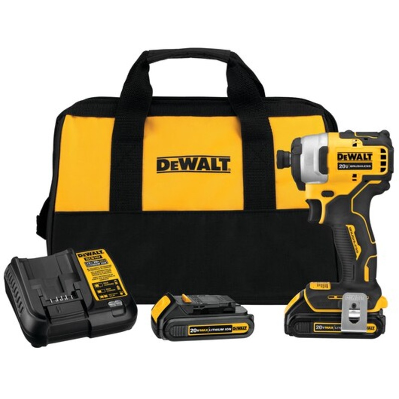 DEWALT ATOMIC 20V MAX* Brushless Cordless Compact 1/4 Impact Driver Kit – 2 Batteries