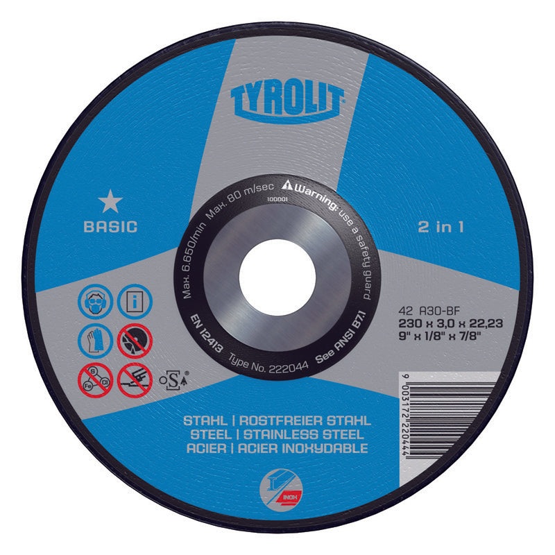 Tyrolit BASIC Chop Saw Wheels|4-1/2 x .040 x 7/8|4-1/2 x .060 x 7/8|6 x .045 x 7/8|4-1/2 x 1/4 x 5/8-11|7 x 1/4 x 5/8-11|WA60-BF|A30BF
