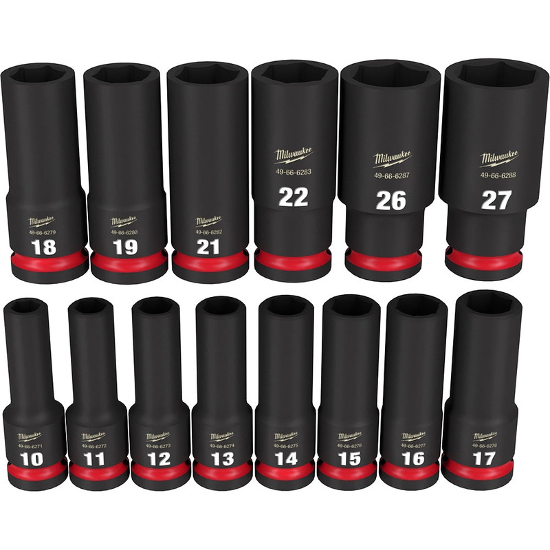 MILWAUKEE 14PC SHOCKWAVE Impact Duty 1/2 Drive Metric Deep 6 Point Socket Set