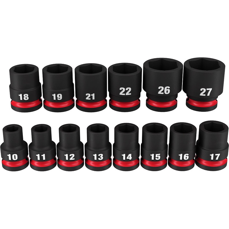 MILWAUKEE 14PC SHOCKWAVE Impact Duty 1/2 Drive Metric Standard 6 Point Socket Set