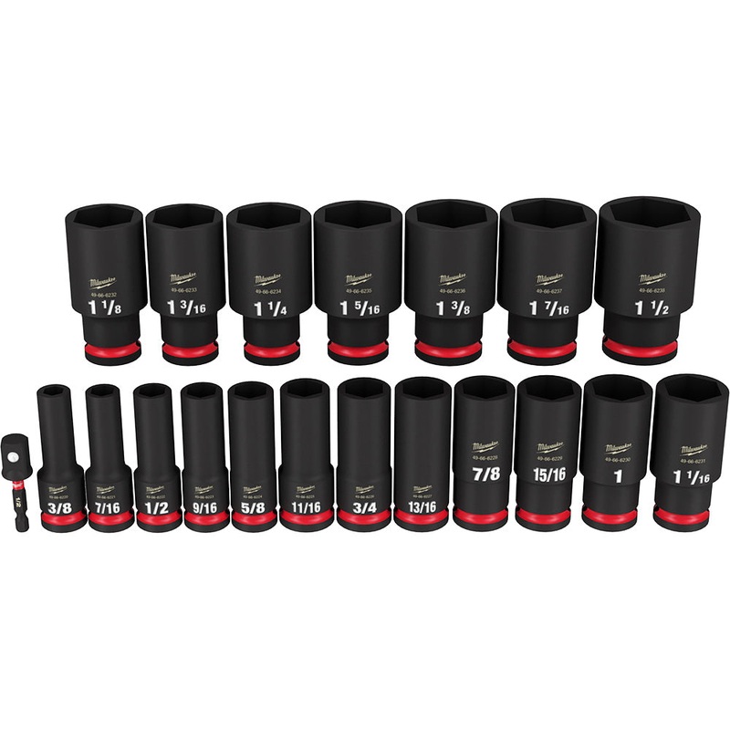MILWAUKEE 19PC SHOCKWAVE Impact Duty 1/2 Drive SAE Deep 6 Point Socket Set