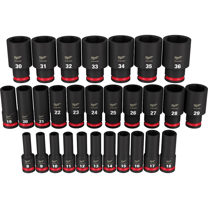 MILWAUKEE 29PC SHOCKWAVE Impact Duty 1/2 Drive Metric Deep 6 Point Socket Set