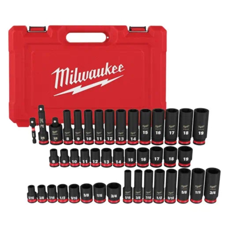 MILWAUKEE 43 PC. SHOCKWAVE IMPACT DUTY 3/8 Drive SAE & Metric Deep 6 Point Socket Set