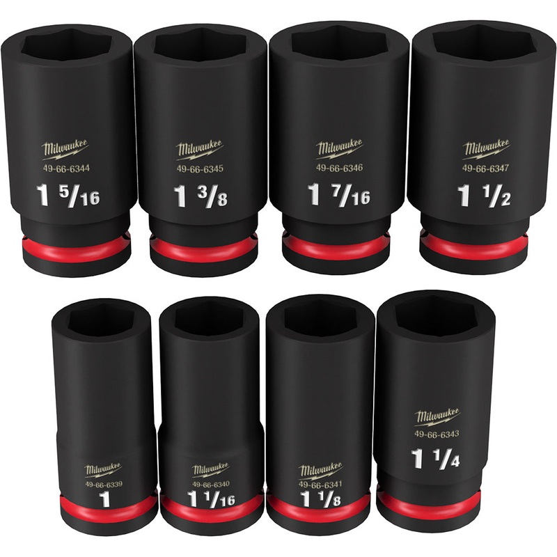 MILWAUKEE 8PC SHOCKWAVE Impact Duty 3/4 Drive SAE Deep 6 Point Socket Set