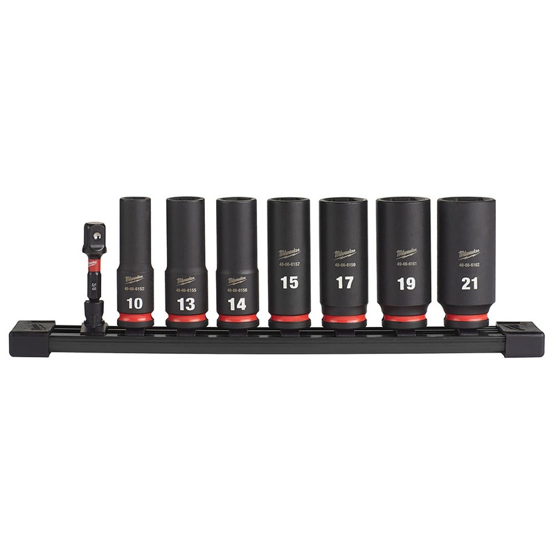 MILWAUKEE 8PC SHOCKWAVE Impact Duty 3/8 Drive Metric Deep 6 Point Socket Set