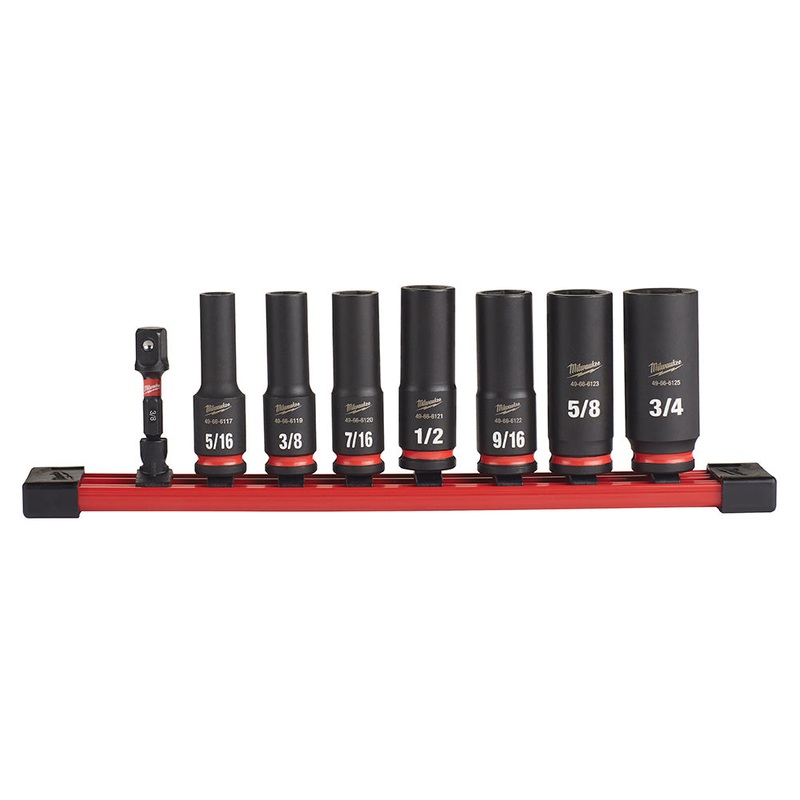 MILWAUKEE 8PC SHOCKWAVE Impact Duty 3/8 Drive SAE Deep 6 Point Socket Set