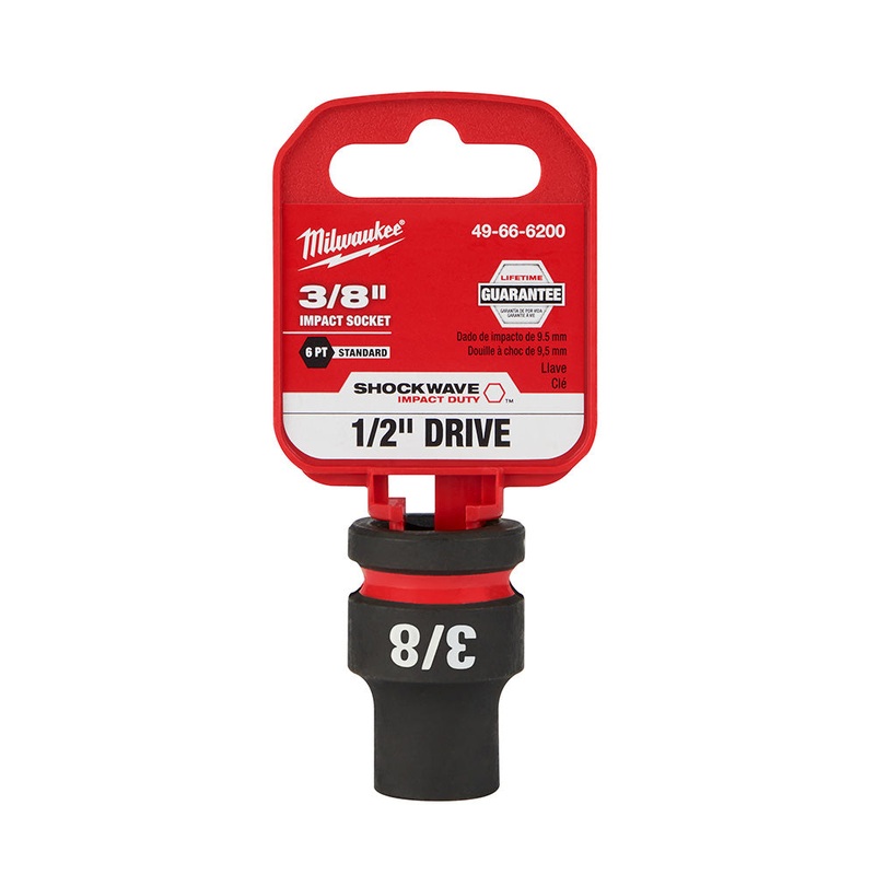 MILWAUKEE SHOCKWAVE Impact Duty 1/2 Drive 3/8 Standard 6 Point Socket