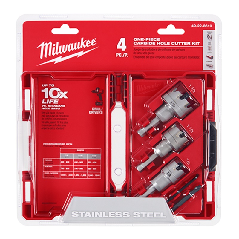MILWAUKEE 4 PC. One-Piece Carbide Hole Cutter Set