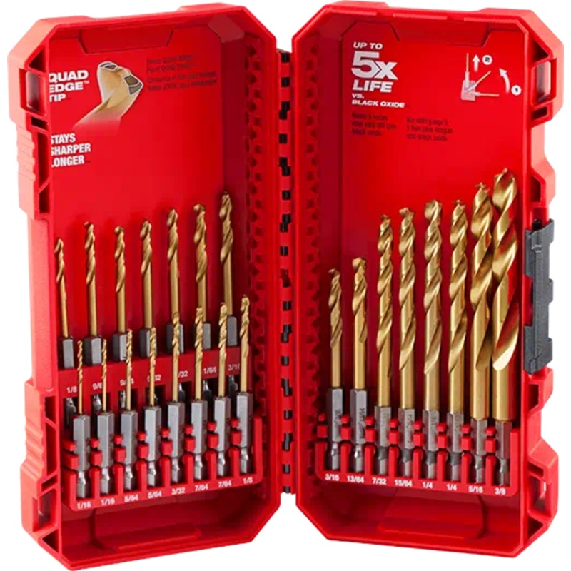 MILWAUKEE 23 PC. SHOCKWAVE IMAPCT DUTY RED HELIX Titanium Drill Bit Set