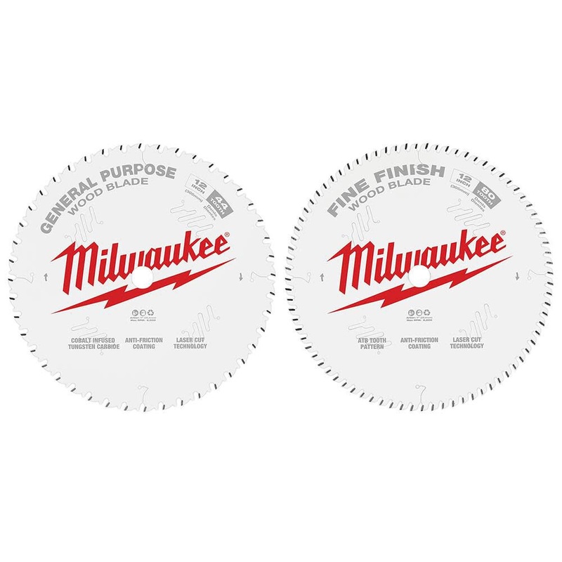 MILWAUKEE 12 44T & 80T Circular Saw Wood Cutting Blades