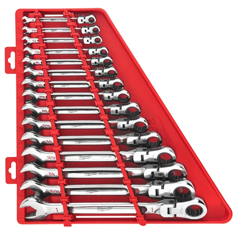 MILWAUKEE 15 PC. Flex Head Ratcheting Combination Wrench Set – SAE