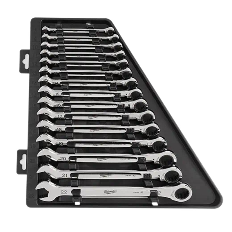MILWAUKEE 15 PC. Ratcheting Combination Wrench Set – Metric