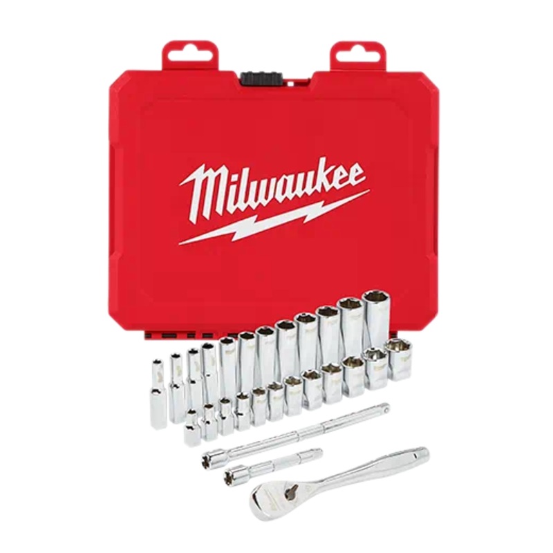 MILWAUKEE 28 PC. 1/4 Drive Ratchet & Socket Set – Metric