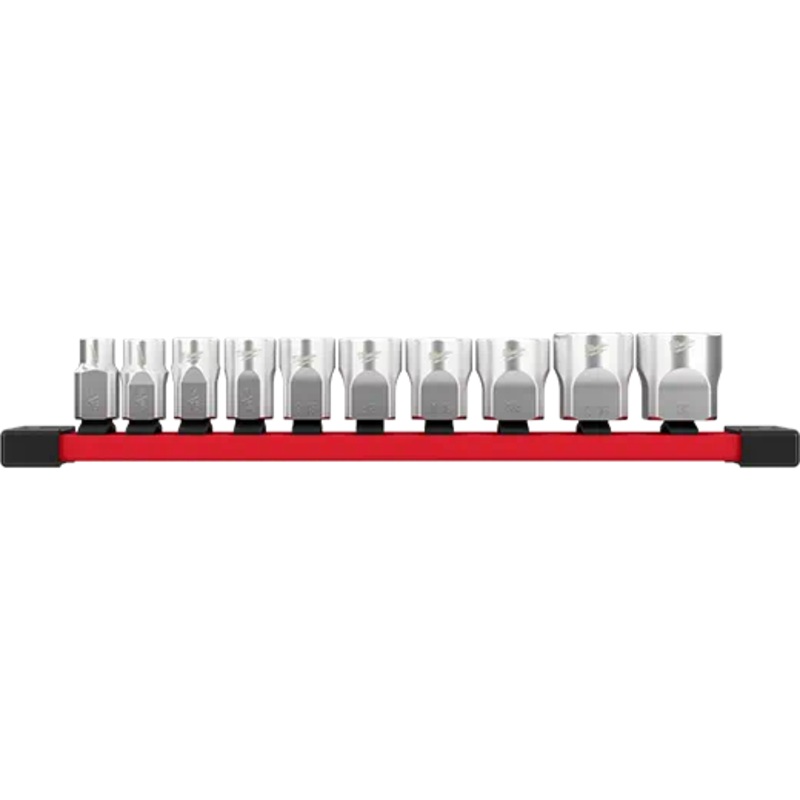 MILWAUKEE 10 PC. 3/8 Sockets w/ FOUR FLAT Sides – SAE